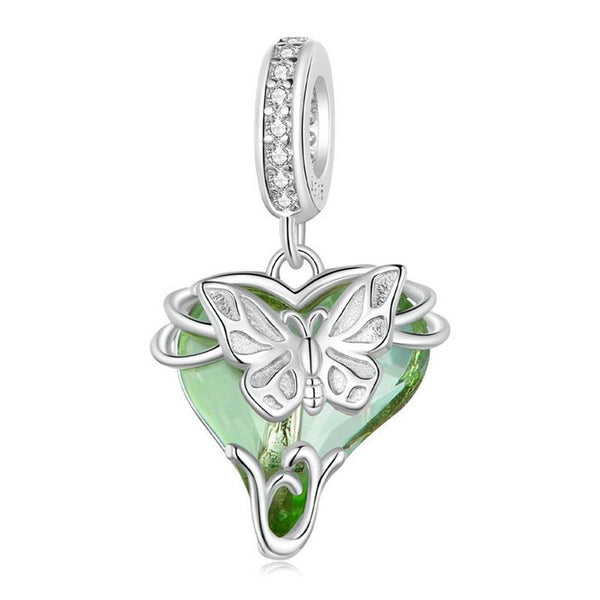 925 Sterling Silver Green Butterfly Pendant For Diy Bracelets Charms & Pendants