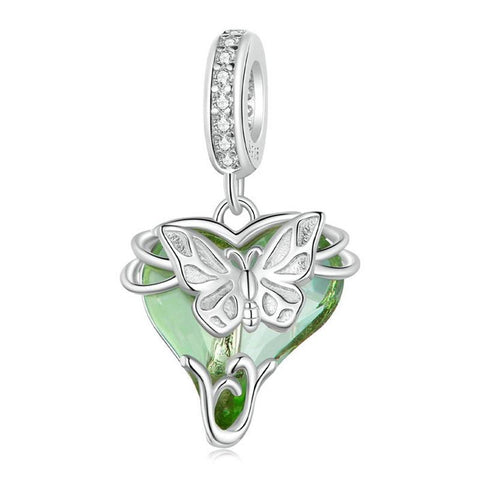 925 Sterling Silver Green Butterfly Pendant For Diy Bracelets Charms & Pendants