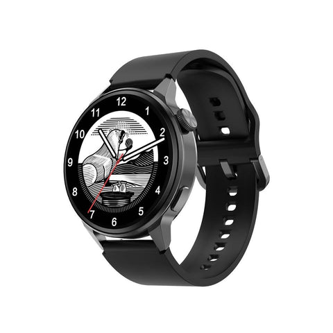 1.36 Inch Hd Screen Smart Call Watch With Nfc Function Black Silicone Smart Watches