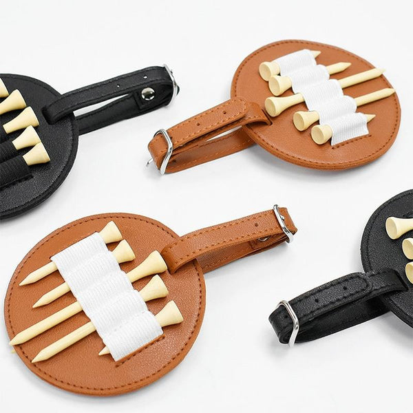 Double Sided Leather Golf Spike Insert Bag Outdoor Waist Hanging Storage Double Sided Black Other Golf Accessories