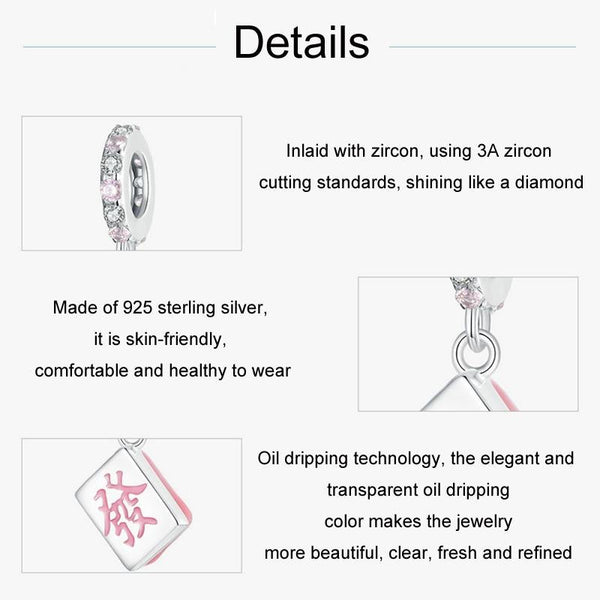 925 Sterling Silver Fortune Mahjong Diy Pendant Charms & Pendants