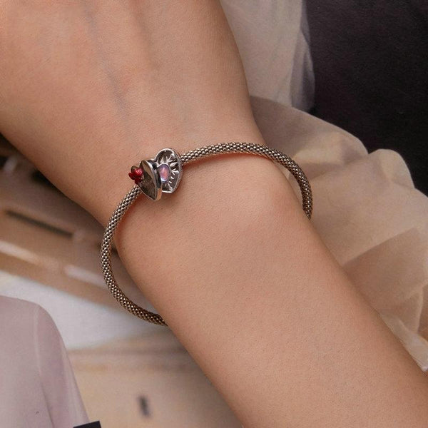 925 Sterling Silver Heart Bracelet With Openable Gift Box Charms & Pendants