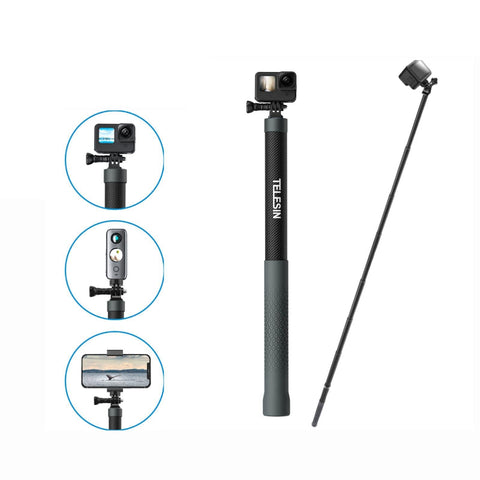3M Carbon Fibre Selfie Stick Monopod For Action Cameras With 1/4 Screw Selfie Sticks