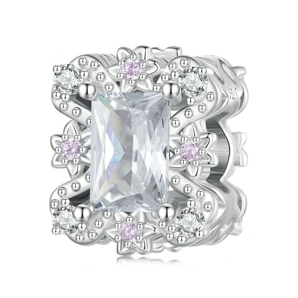 925 Sterling Silver Flower Zirconia Bracelet In Plating Charms & Pendants