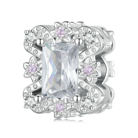 925 Sterling Silver Flower Zirconia Bracelet In Plating Charms & Pendants