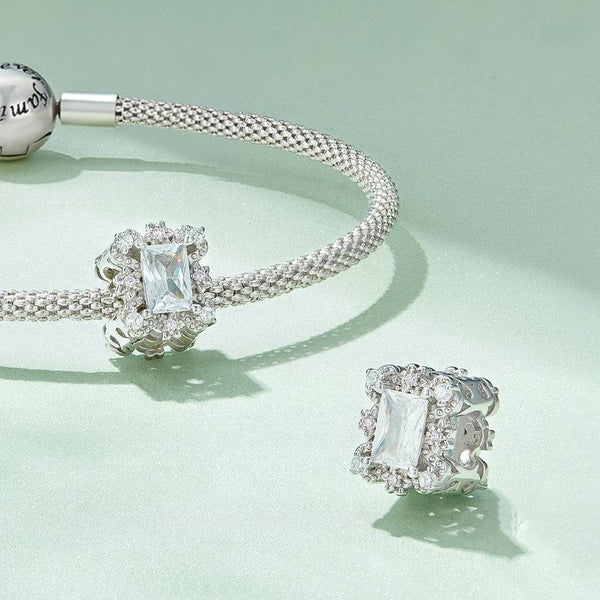 925 Sterling Silver Flower Zirconia Bracelet In Plating Charms & Pendants