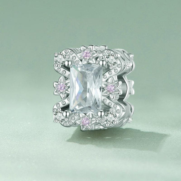 925 Sterling Silver Flower Zirconia Bracelet In Plating Charms & Pendants