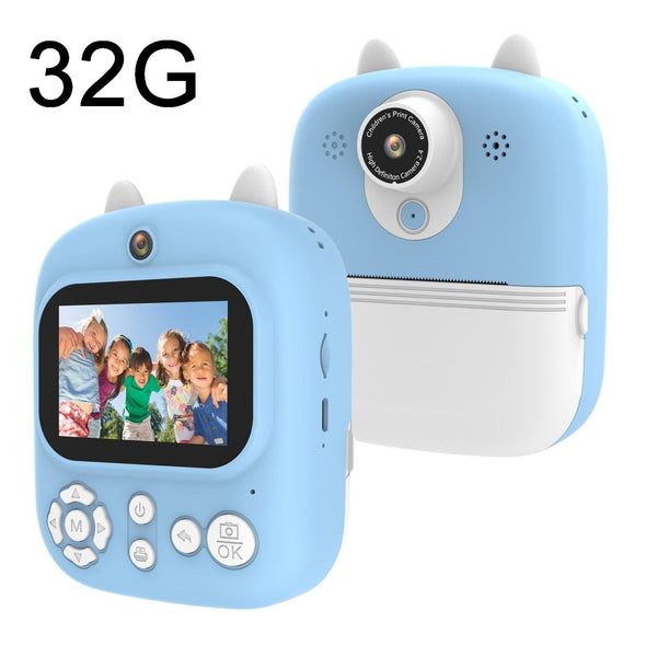 32G Instant Camera With 2.4 Display & Card Reader For Kids 1200W Blue Digital Cameras