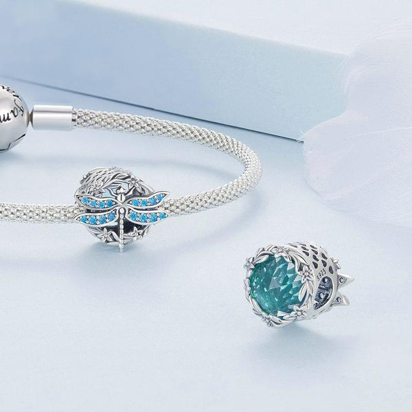 925 Sterling Silver Dragonfly Garland Zircon Bead Bracelet Charms & Pendants