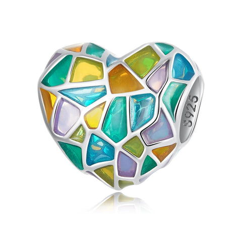 925 Sterling Silver Colorful Heart Beads For Diy Bracelets & Necklaces Charms & Pendants