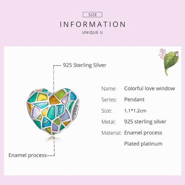 925 Sterling Silver Colorful Heart Beads For Diy Bracelets & Necklaces Charms & Pendants