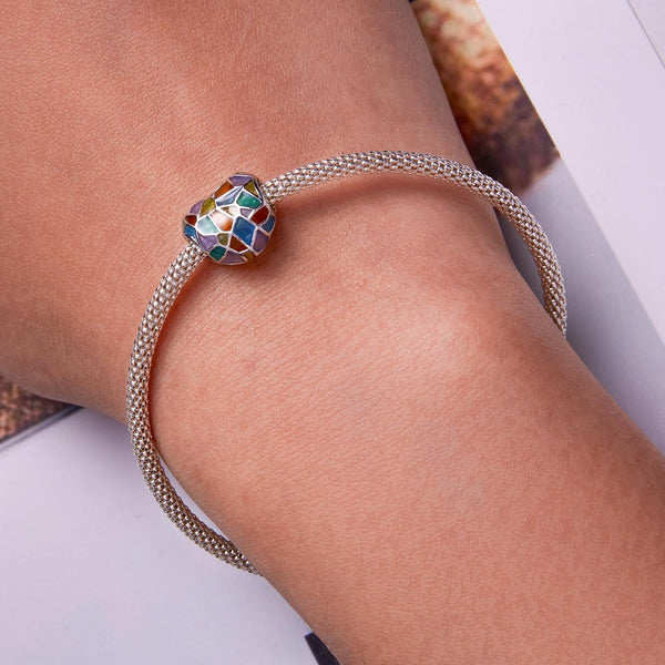 925 Sterling Silver Colorful Heart Beads For Diy Bracelets & Necklaces Charms & Pendants