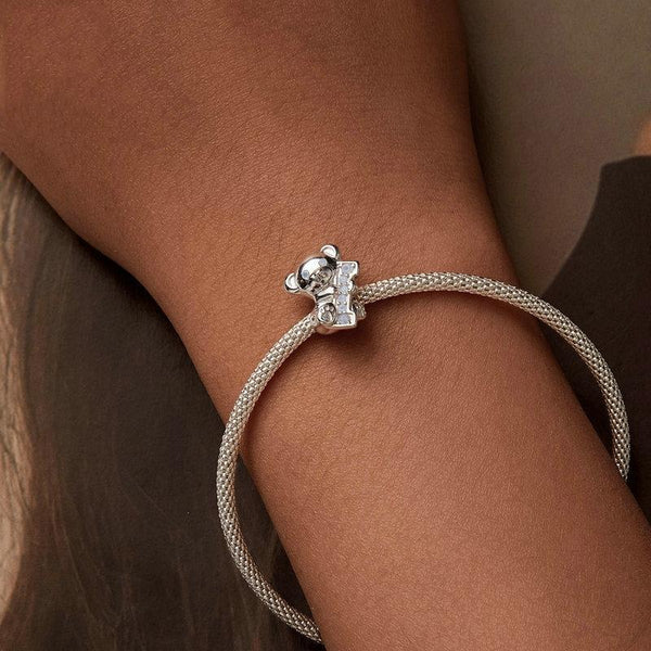 925 Sterling Silver Valentine's Day Bear Beaded Diy Jewelry Charms & Pendants