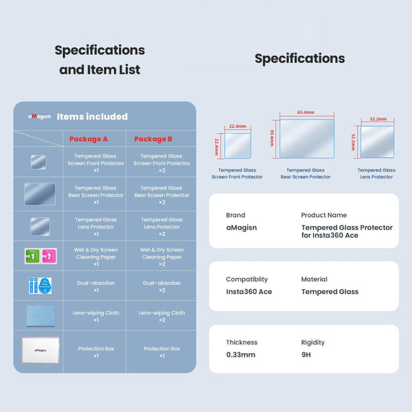 Tempered Film Protective Stickers For Insta360 Ace Amagisn Sports Camera Camera Cases Bags & Covers