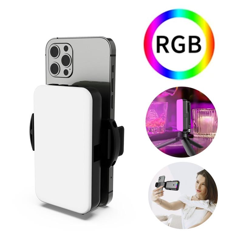 Foldable Rgb Fill Light With Phone Clip & Cold Shoe Interface Selfie Lights
