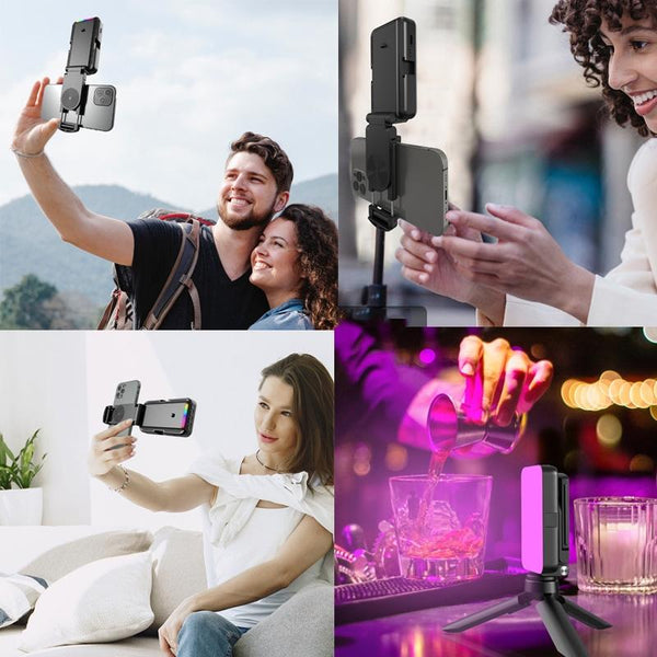 Foldable Rgb Fill Light With Phone Clip & Cold Shoe Interface Selfie Lights