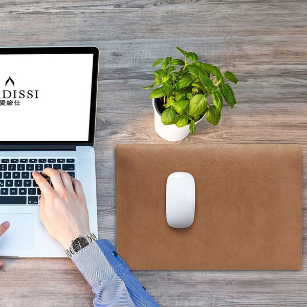 14 Inch Litchi Pattern Laptop Sleeve Light Brown Pu Leather Laptop Cases & Bags