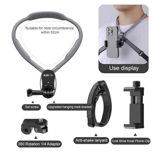 Flexible Neck Mount For Pov Viewing With Strap Camera Screen Protectors