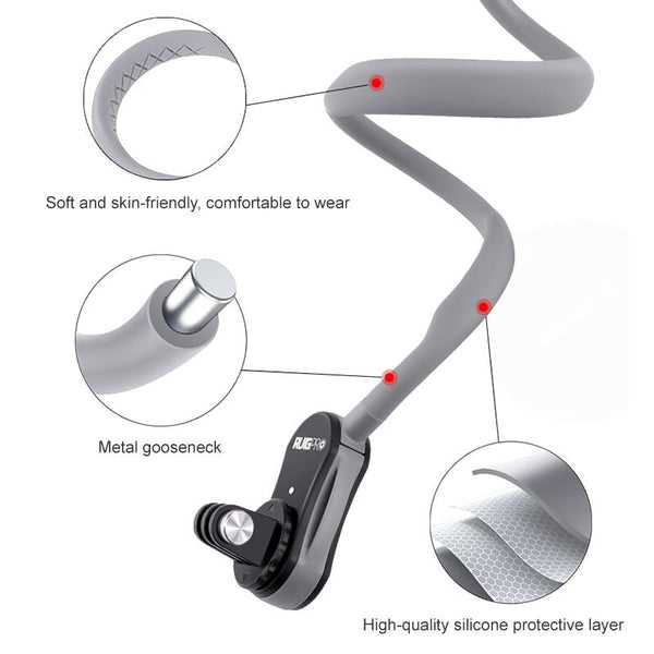Flexible Neck Mount For Pov Viewing With Strap Camera Screen Protectors