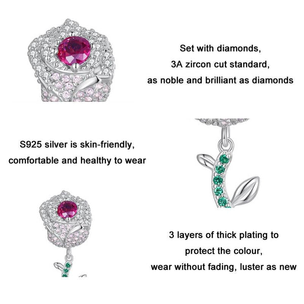 925 Sterling Silver Zirconia Rose Bracelet In Bracelets