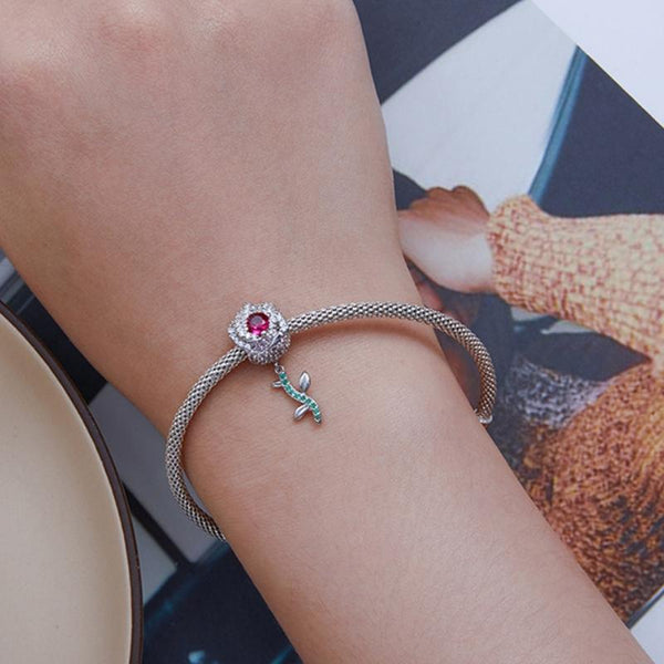 925 Sterling Silver Zirconia Rose Bracelet In Bracelets