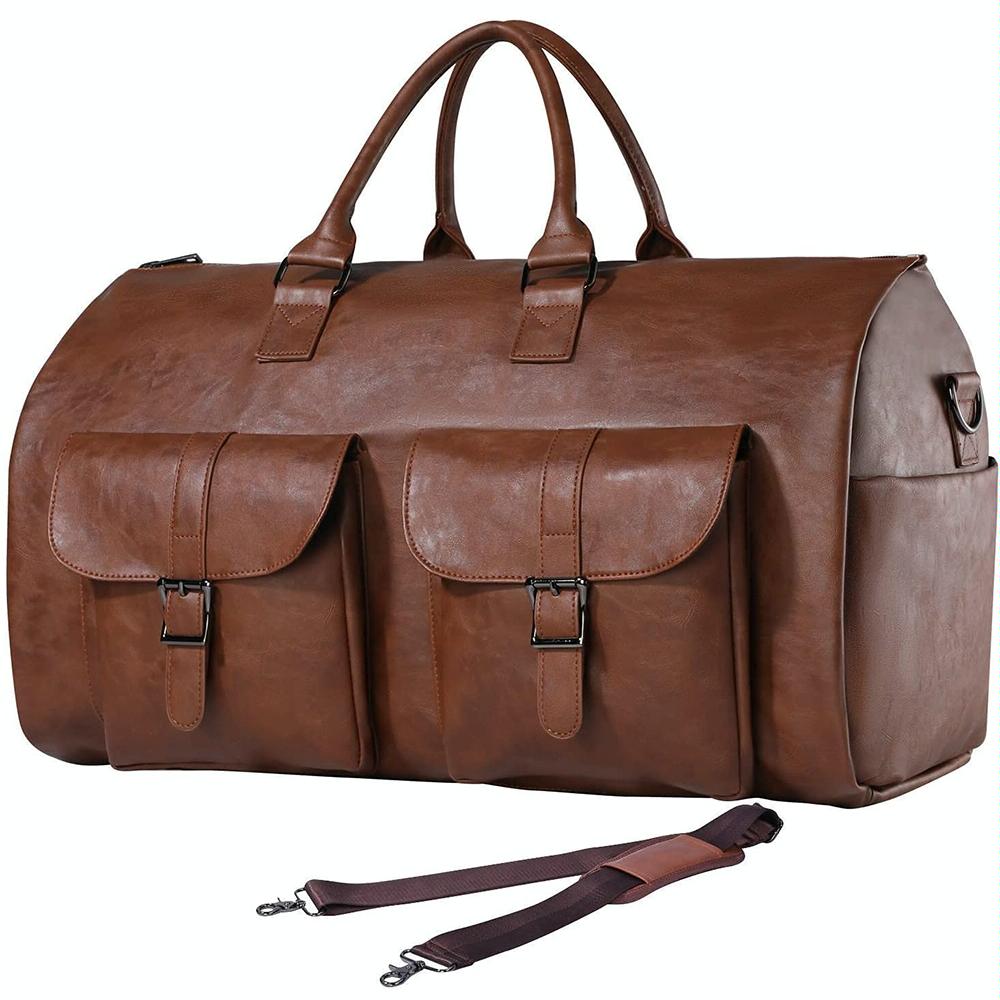 Compact Foldable Duffel Bag With Shoe Storage Brown Duffle Bags