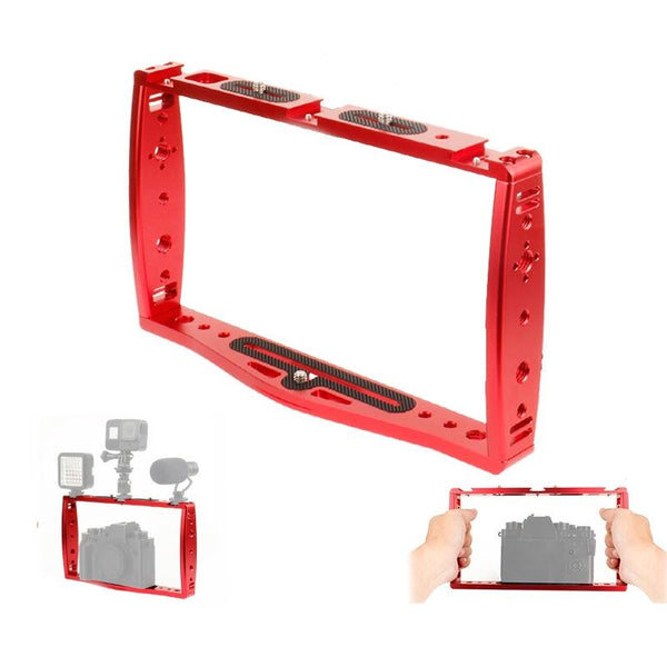 Diving Dual Handheld Grip Bracket Stabilizer Extension Phone Clamp Camera Rig Cage Underwater Case For Gopro Hero9 /8 /7 Red Underwater Cases & Housi