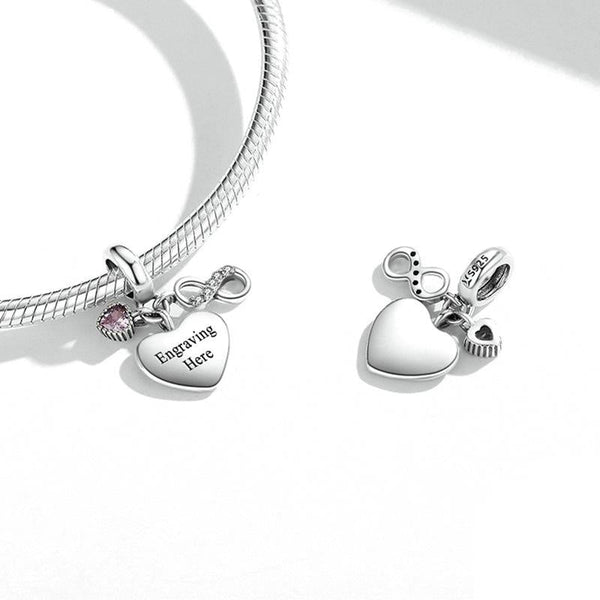 925 Sterling Silver Endless Heart Zircon Bracelet Pendant Bracelets