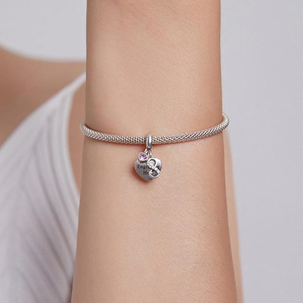 925 Sterling Silver Endless Heart Zircon Bracelet Pendant Bracelets
