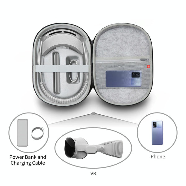 Vr Headset Storage Bag For Apple Vision Pro Glasses Gray Felt Linen Smartphone Vr Headsets