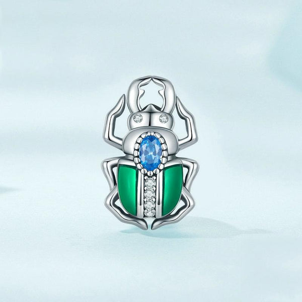 925 Sterling Silver Zircon Beetle Oil Drip Bracelet Charms & Pendants