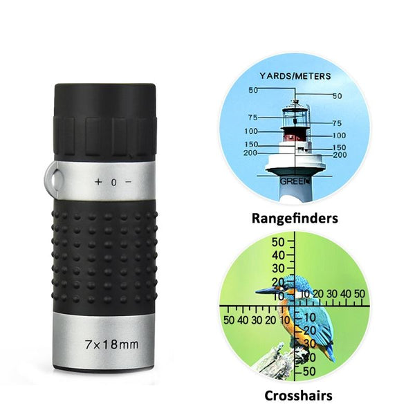 Compact 7X18 Monocular Telescope For Golf Hiking And Bird Watching Crosshairs Telescopes