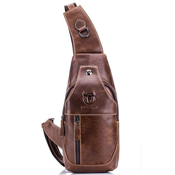Retro Leather Crossbody Chest Bag Chestnut Brown Bags