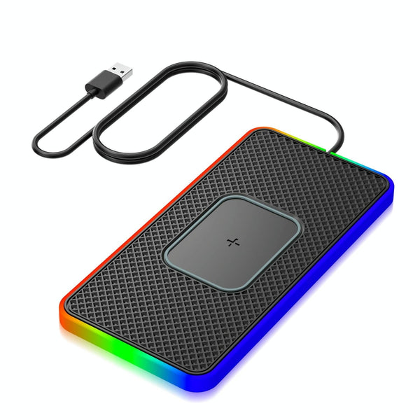 15W 2 In Car Wireless Charger With Non Slip Mat And Colourful Light 0.3M Usb Cable 1M Other Car Interior