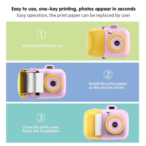 Smart Kids Thermal Camera With Printing Paper 2.4 Blue Focus_Pink Yellow Digital Cameras