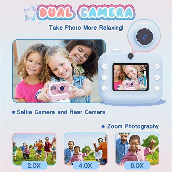 Blue Children's Thermal Camera With Dual 1080P Hd 2400W Pixel 2.4 Inch Display Digital Cameras