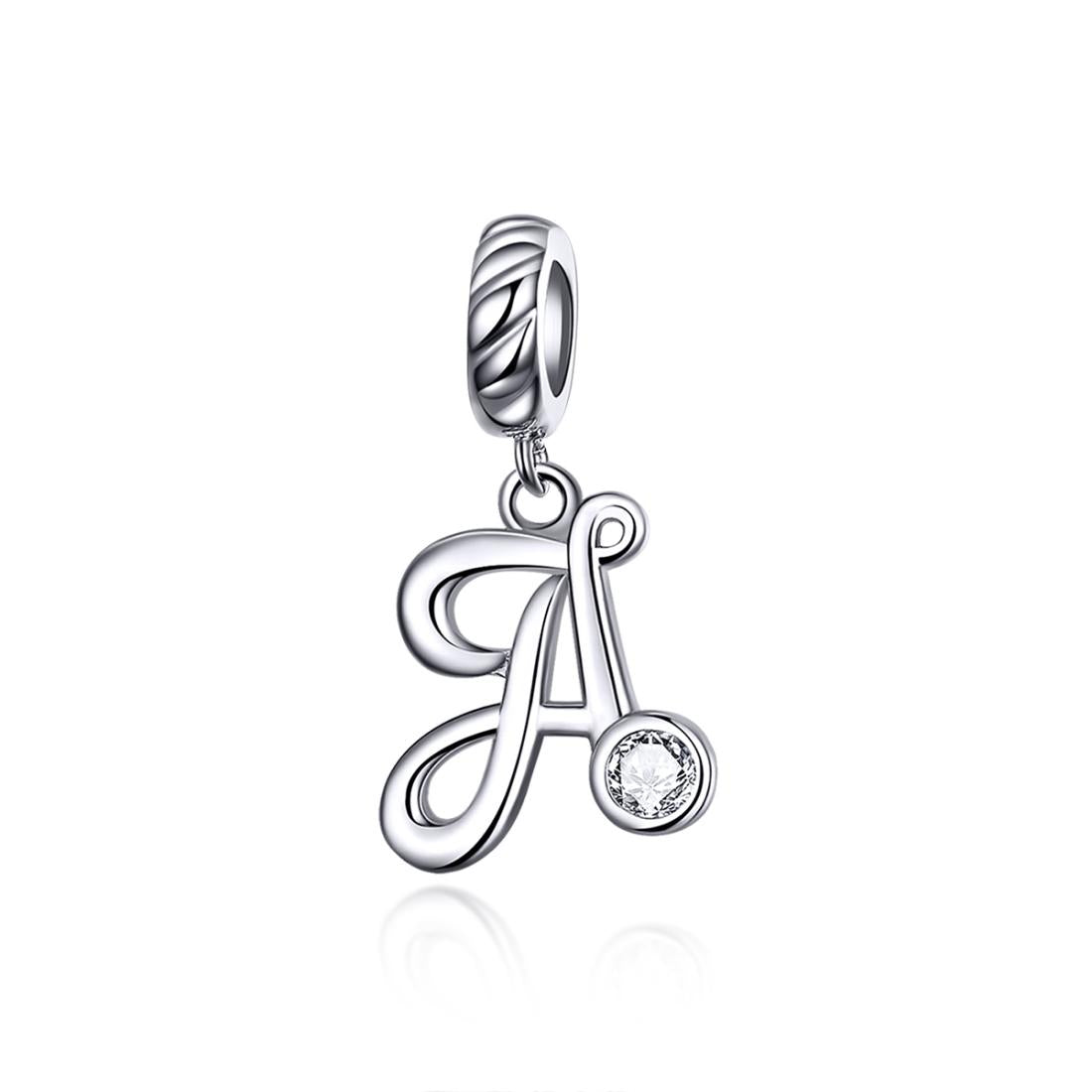 925 Sterling Silver Personalized Letter Pendant For Diy Bracelets And Necklaces Style Charms & Pendants