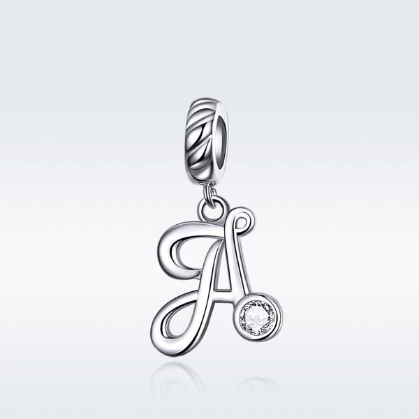 925 Sterling Silver Personalized Letter Pendant For Diy Bracelets And Necklaces Style Charms & Pendants