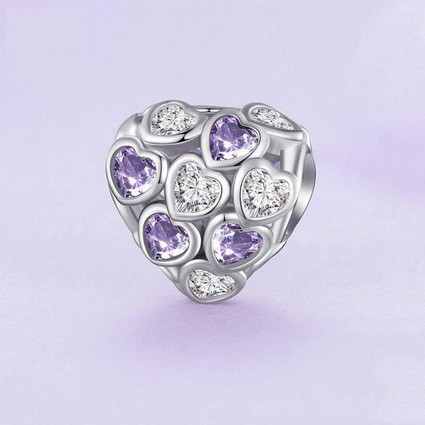 925 Sterling Silver Heart Infinity Bracelet With Zirconia Beads Charms & Pendants