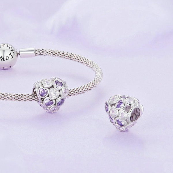 925 Sterling Silver Heart Infinity Bracelet With Zirconia Beads Charms & Pendants