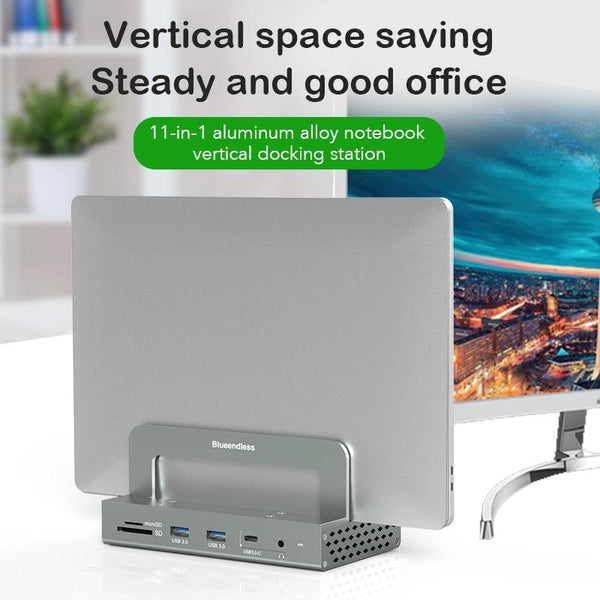 1 Sets Of Vertical Laptop Docking Station With 4K / 60Hz Type C Hub 10 In Without Lan Laptop Power Adapters/Chargers