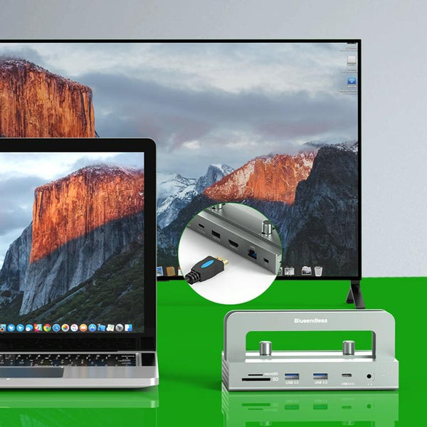 1 Sets Of Vertical Laptop Docking Station With 4K / 60Hz Type C Hub 10 In Without Lan Laptop Power Adapters/Chargers