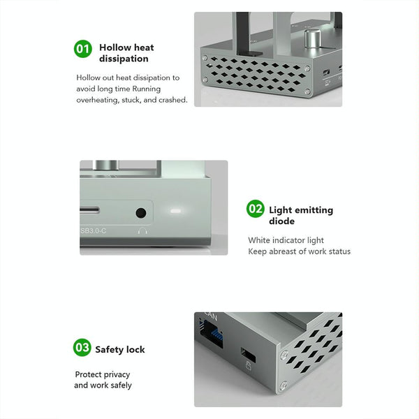1 Sets Of Vertical Laptop Docking Station With 4K / 60Hz Type C Hub 10 In Without Lan Laptop Power Adapters/Chargers