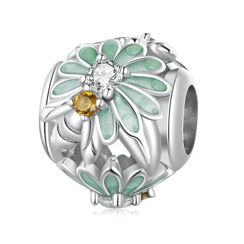 925 Sterling Silver Green Gradient Daisy Bee Bracelet Bracelets