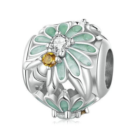 925 Sterling Silver Green Gradient Daisy Bee Bracelet Bracelets