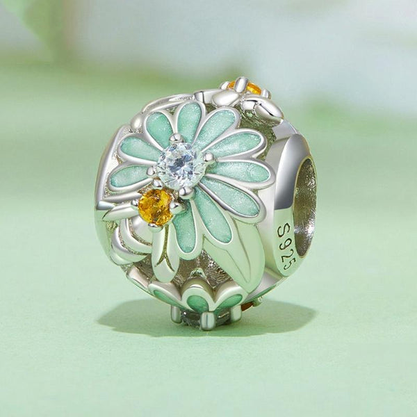 925 Sterling Silver Green Gradient Daisy Bee Bracelet Bracelets