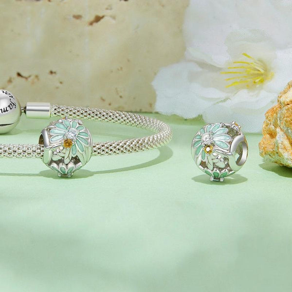 925 Sterling Silver Green Gradient Daisy Bee Bracelet Bracelets