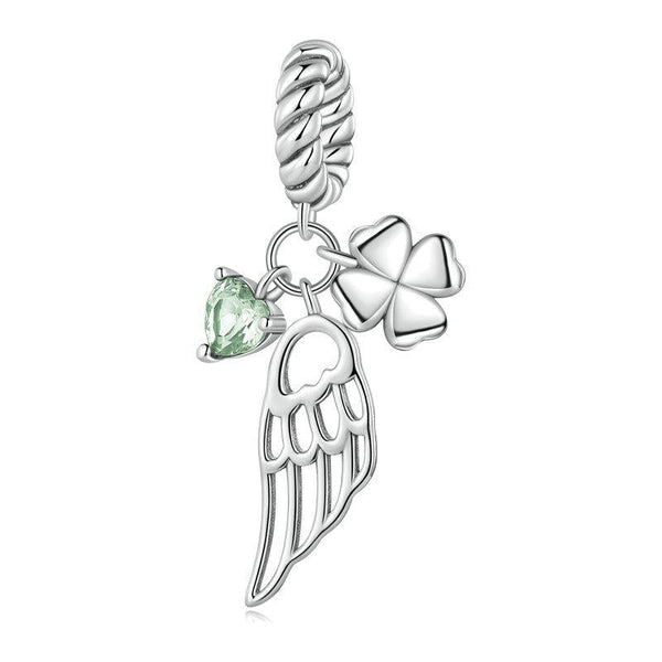 Veile Studios 1 Sets Of 925 Sterling Silver Zircon Clover Bracelet With Hollow Wings Bracelets