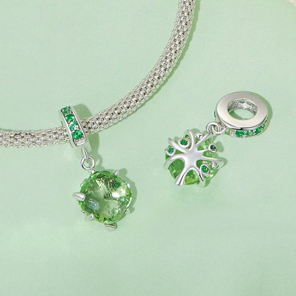 925 Sterling Silver Green Tree Life Pendant Bracelet Bracelets