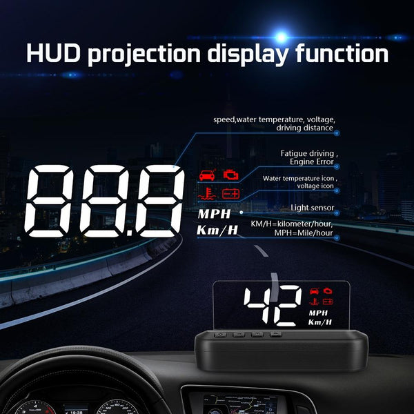 Car Hud Head Up Display Obd2 Eliminates Fault Codes & Alerts For Overspeed Other Instruments & Gauges